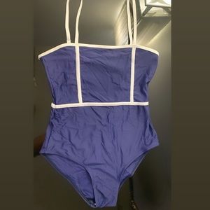 Blue and White Bathing Suit